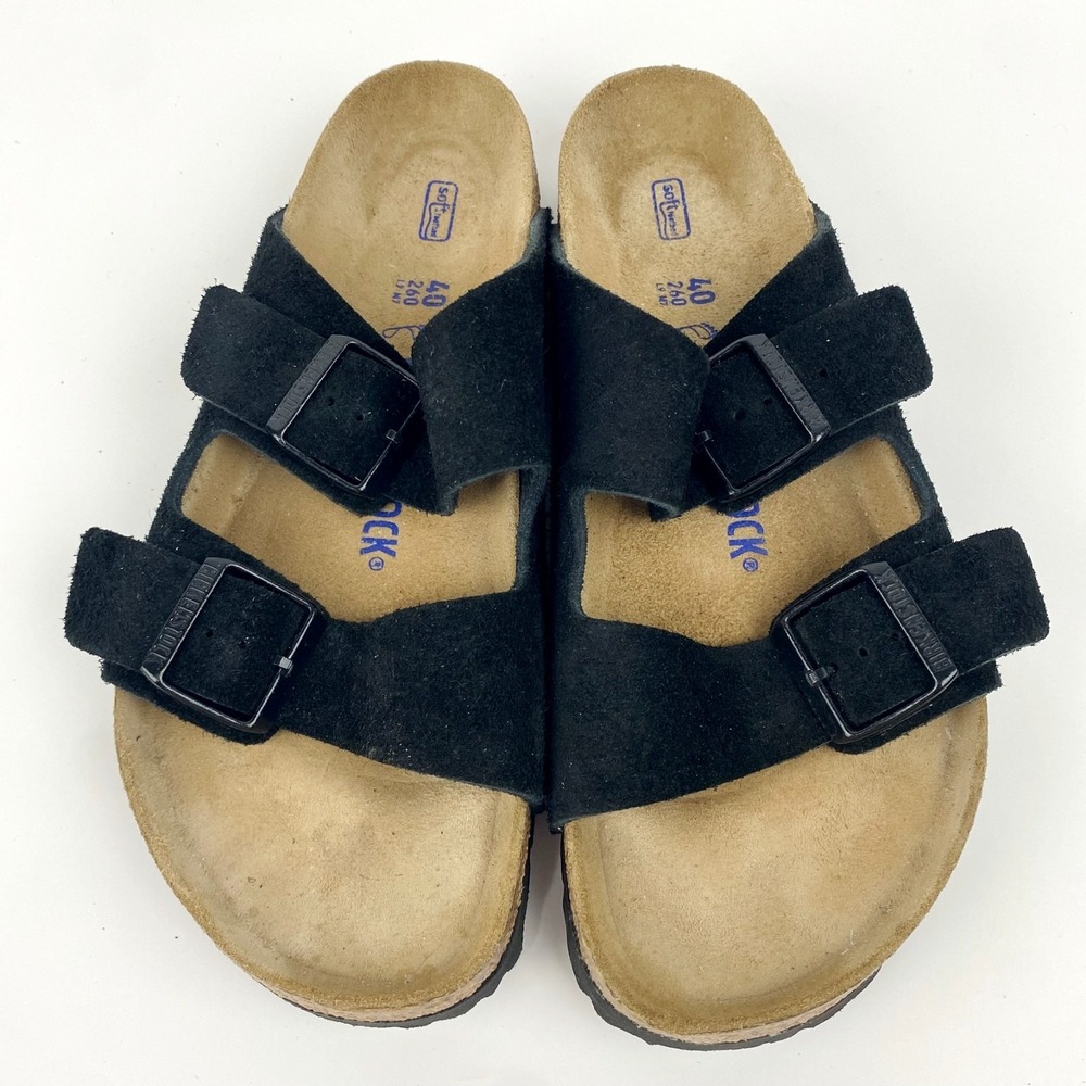 Birkenstock Suede Leather Sandals Women's 9 Soft Footbed "Arizona" 40 Worn Once! - Picture 7 of 9